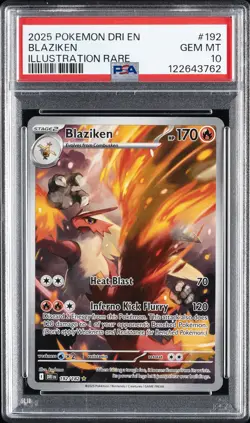2025 POKEMON DRI EN-DESTINED RIVALS ILLUSTRATION RARE #192 BLAZIKEN PSA 10 - Image 1