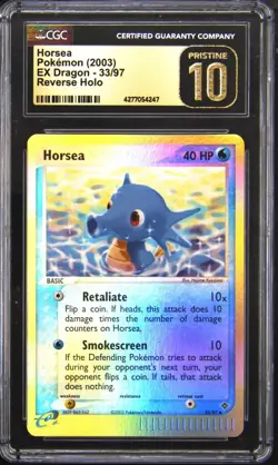 2003 POKEMON EX DRAGON REVERSE HOLO HORSEA CGC 10 - Image 1
