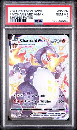2021 POKEMON SWORD & SHIELD SHINING FATES #SV107 FULL ART/CHARIZARD VMAX PSA 10 - Image 1