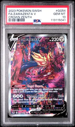 2023 POKEMON SWORD & SHIELD CROWN ZENITH #GG54 FULL ART/ZAMAZENTA V PSA 10 - Image 1