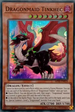 MYFI-EN019 DRAGONMAID TINKHEC SUPER RARE 1ST EDITION YuGiOh CARD - Image 1