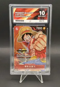 One Piece 2024 Championship TCG Chinese Card P-001 Monkey D. Luffy ACE 10 Rare - Image 1