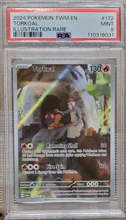 2024 POKEMON TWM EN-TWILIGHT MASQUERADE ILLUSTRATION RARE #172 TORKOAL PSA 9 - Image 1