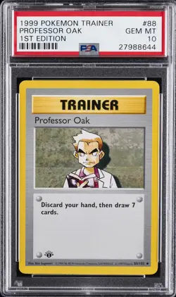1999 POKEMON BASE SET 1ST EDITION #88 PROFESSOR OAK PSA 10 - Image 1