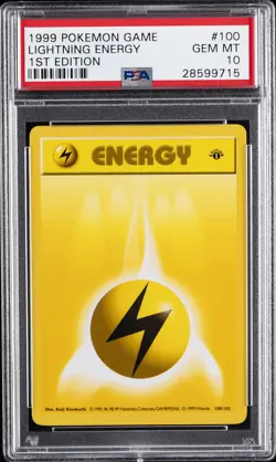 1999 POKEMON BASE SET 1ST EDITION #100 LIGHTNING ENERGY PSA 10 - Image 1