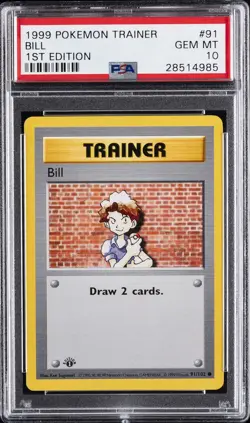 1999 POKEMON BASE SET 1ST EDITION #91 BILL PSA 10 - Image 1