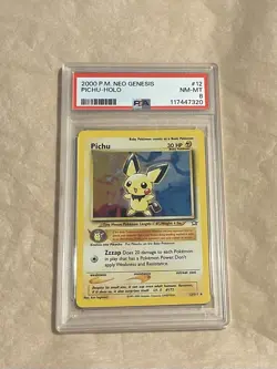PSA 8 Pichu Holo #12 Neo Genesis Pokemon TCG 2000 - Image 1