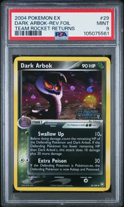 2004 POKEMON EX TEAM ROCKET RETURNS #29 DARK ARBOK-REVERSE FOIL PSA 9 - Image 1