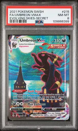 2021 POKEMON SWORD & SHIELD EVOLVING SKIES SECRET FULL ART/UMBREON VMAX PSA 8 - Image 1