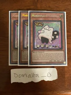 3x Yugioh Marshmao Yummy DOOD-EN024 1st Edition Secret Rare Near Mint Playset - Image 1