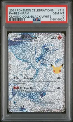 PSA 10 Reshiram 113/114 Celebrations Classic Collection Full Art Pokemon Card - Image 1