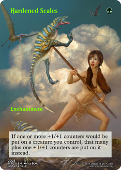 HARDENED SCALES : MTG altered-art magic card : with Sexy, Prehistoric Knockout! - Image 1