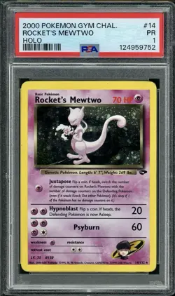 PSA 1 Rocket's Mewtwo Gym Challenge 14/132 Holo 2000 Pokemon Card - Image 1
