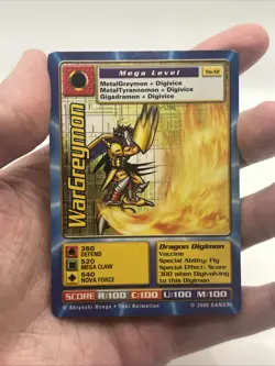 2000 Bandai Digimon CCG Tb-12 Wargreymon Taco Bell Promo Card - Rare MP - Image 3