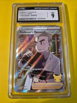 Professor's Research (Full Art) 024/025 Celebrations Holo CGC 9 Pokemon Card - Image 1