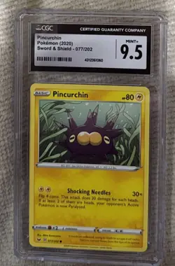 77/202 Pincurchin - Sword and Shield - Common Pokemon TCG Card CGC 9.5 Mint - Image 1
