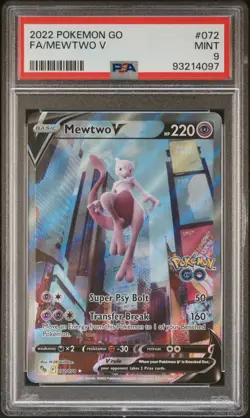 PSA 9 Mint Mewtwo V 072/078 Alternate Alt Art Holo Pokemon GO Pokemon Card - Image 1