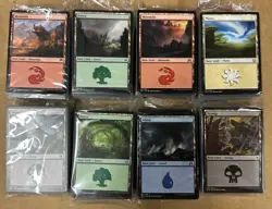 MAGIC The Gathering MTG 8 Sealed Basic Land Packs of 75 - Various Sets as Shown - Image 1