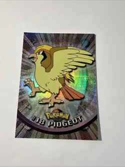 1999 Topps Pokemon TV #18 Pidgeot Rainbow Foil Black Logo NM - Image 1