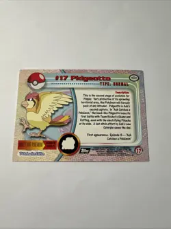 1999 Topps Pokemon TV Animation #17 Pidgeotto Rainbow Foil Black Logo NM - Image 3