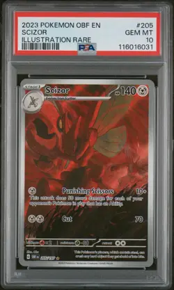 Scizor PSA 10 Illustration Rare Obsidian Flames #205/197 Pokemon 2023 - Image 1