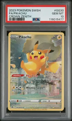 2023 POKEMON SWORD & SHIELD CROWN ZENITH #GG30 FULL ART/PIKACHU PSA 10 - Image 1