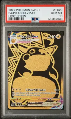 2022 POKEMON SWORD & SHIELD LOST ORIGIN #TG29 FULL ART/PIKACHU VMAX PSA 10 - Image 1