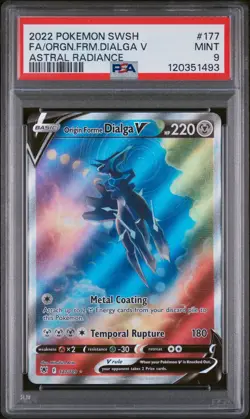 2022 POKEMON SWORD & SHIELD ASTRAL RADIANCE FULL ART/ORIGIN FORME DIALGA V PSA 9 - Image 1
