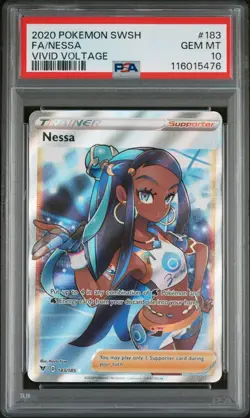 2020 POKEMON SWORD & SHIELD VIVID VOLTAGE #183 FULL ART/NESSA PSA 10 - Image 1