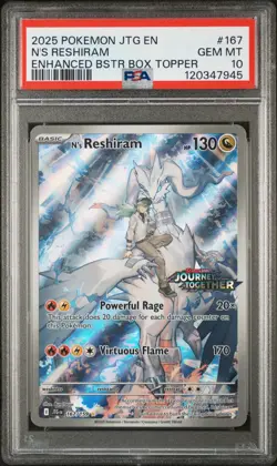 Pokemon N's Reshiram Journey Together Bx. Topper Promo #167 PSA 10 Gem Mint 146 - Image 1