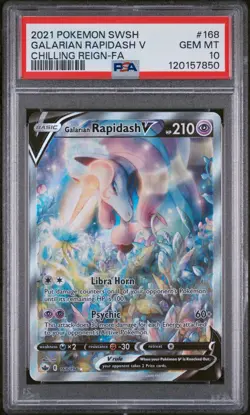 2021 POKEMON SWORD & SHIELD CHILLING REIGN FULL ART/GALARIAN RAPIDASH V PSA 10 - Image 1
