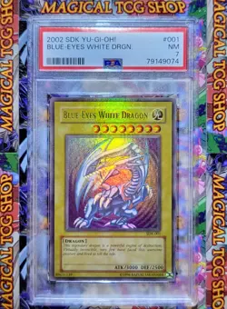 Yugioh Blue-Eyes White Dragon SDK-001 Ultra Rare Holo Bleed Konami 2002 PSA NM - Image 1