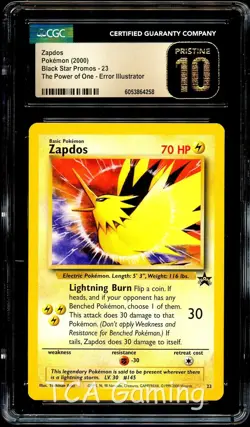 CGC 10 PRISTINE Zapdos # 23 WOTC Black Star PROMO Pokemon Card 258 - Image 1