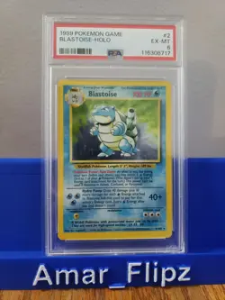 1999 Pokemon TCG Blastoise Holo Rare Card Base Set 2/102 PSA 6 - Image 1