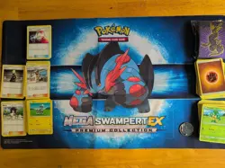 Pokemon TCG Play Mat Mega Swampert EX With Lot Of 175 Cards, Coin, Sleeves - Image 1