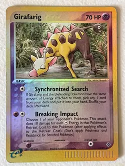 POKEMON GIRAFARIG #16/97 RARE REVERSE HOLOFOIL EX DRAGON MOD/PLAYED CARD SEE PIC - Image 1