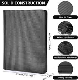 Card Binder 1000 Pockets, Premium PU Cover 16 Pocket Large, Carbon Black - Image 5