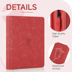 9 Pocket Card Binder,360 Pockets Trading Binder,Double 9-Pocket, Red - Image 2