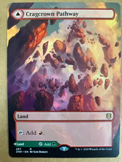 MTG 1x BORDERLESS Cragcrown Pathway Timbercrown 287 Zendikar Rising Magic x1 NM - Image 1