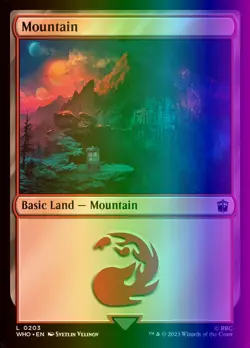 MTG Magic the Gathering Mountain (203/1208) Doctor Who LP FOIL - Image 1