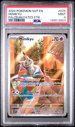 PSA 9 Mimikyu 075 Paldean Fates Etb Pokemon Svp En-Sv Black Star Promo - Image 1