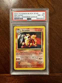 2000 Pokemon Game Pokemon League BSP Black Star Promo Arcanine #6 PSA 8 NM-MT - Image 1