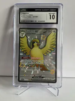 CGC GEM MINT 10 Pidgeot Ex 221/091 Paldean Fates Pokemon 2024 - Image 1