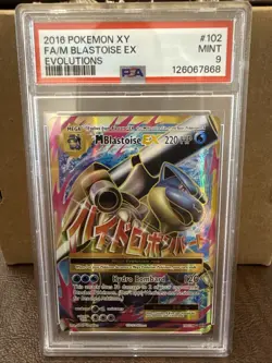 Pokemon M Blastoise EX 102/108 XY Evolutions Full Art PSA 9 Mint! - Image 1