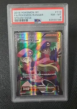 2016 POKEMON XY STEAM SIEGE #113 FULL ART/POKEMON RANGER PSA 8 - Image 1