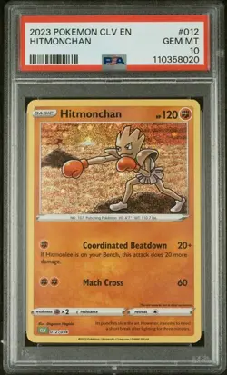 2023 Pokemon CLV EN Hitmonchan #012 Holo Trading Card Game Classic PSA 10 GEM MT - Image 1