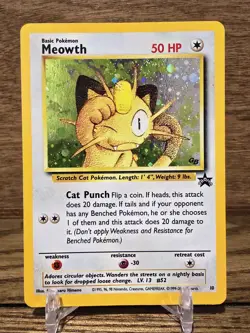 Pokemon Card MEOWTH |Game Boy Holo / BLACK STAR PROMO-Rare | Card #10 Vintage MP - Image 1