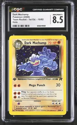 CGC 8.5 Dark Machamp Team Rocket 1st Edition 10/82 Holo Pokemon Card - Image 1