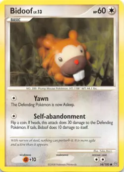 BIDOOF 54/100 - COMMON NON-HOLO - DP Stormfront - 2008 Pokemon CARD - NM - Image 1