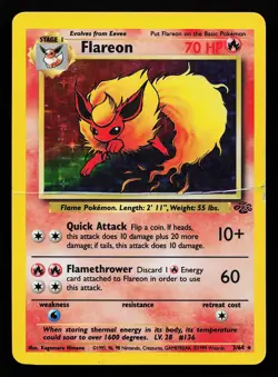 Flareon 3/64 Holo Rare Jungle Pokemon Card - Image 1